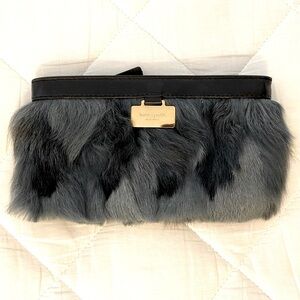 kate spade Black and Gray Fur Wristlet
